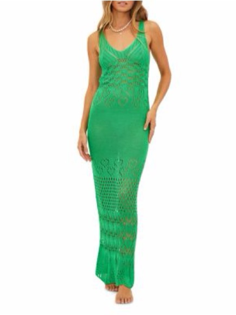Beach Riot Tracy Coverup Green Crochet knit Maxi Dress Small NWT